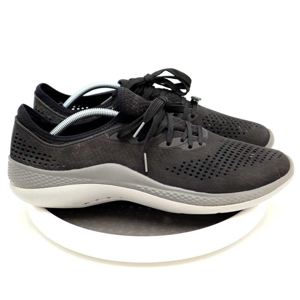 Crocs LiteRide 360 Pacer Mens Size 12 Sneakers Shoes Lace Up Black Grey Comfort